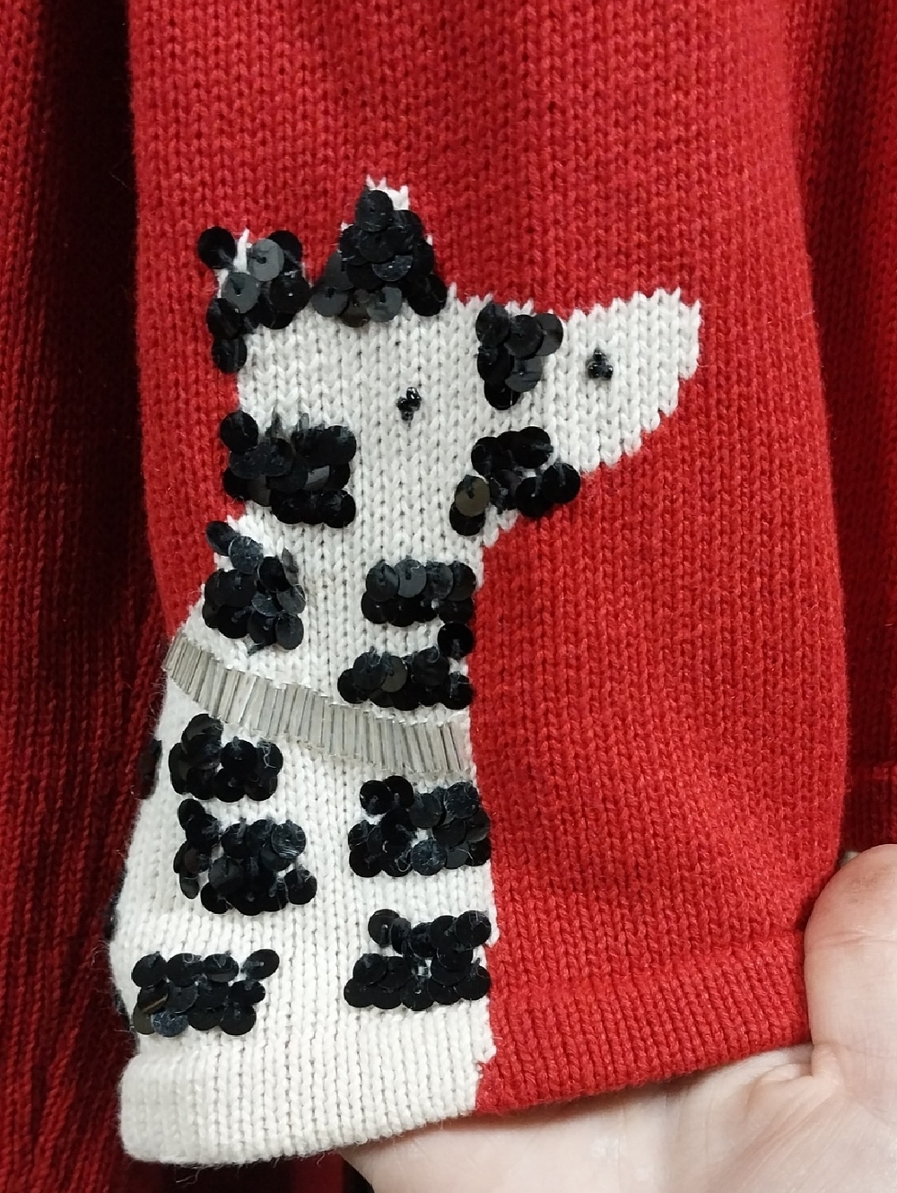 Vtg. Susan Bristol Dog Walker Red Button-Front Beaded Novelty Cardigan Sweater - Picture 7 of 8
